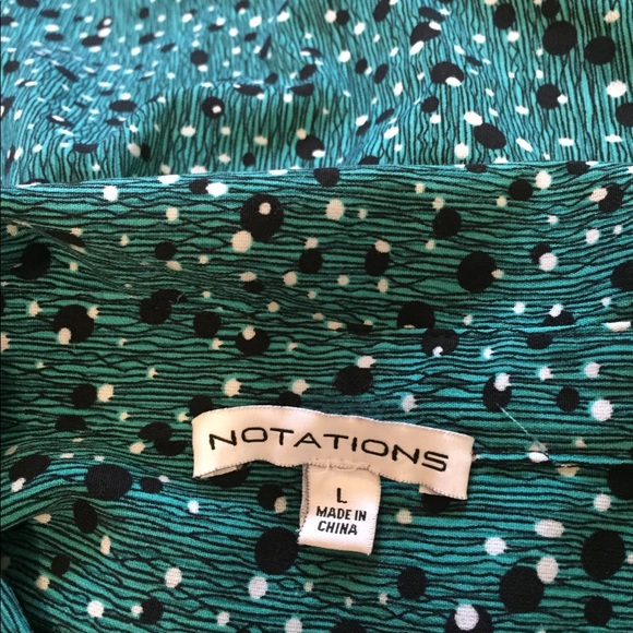 Notations green & black long sleeve blouse - Picture 7 of 8